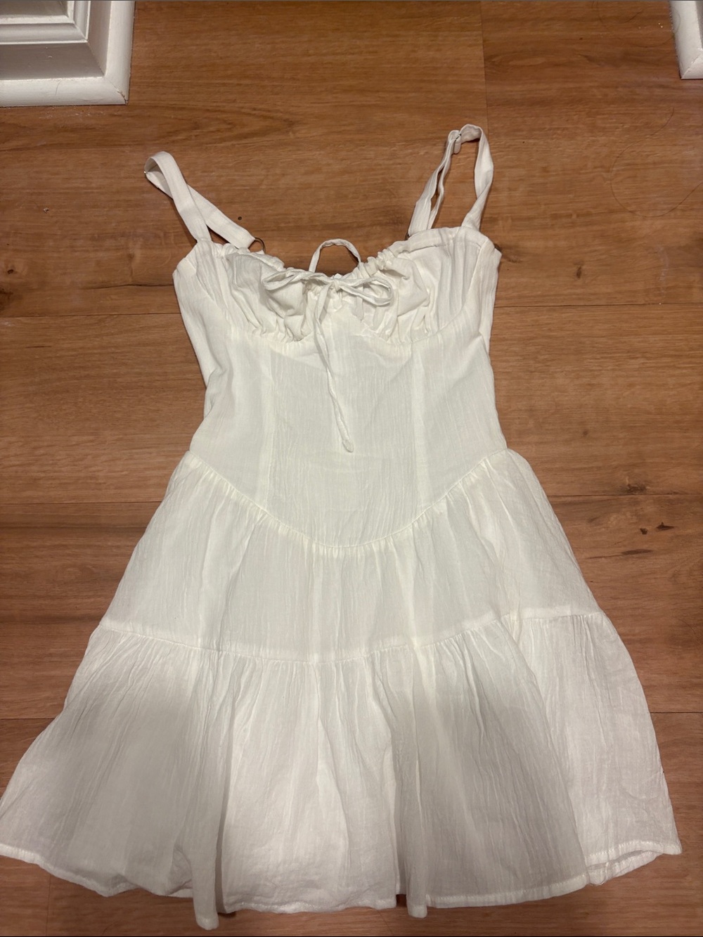 edikted White Tiered Sundress with Tie Front